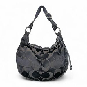 Coach black signature hobo bag and with silver hardware
